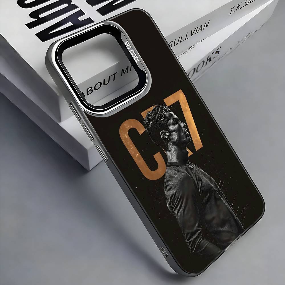 C-Cristiano R-Ronaldo Phone Case For iPhone 17, 16,15,14,13,12,11 Plus,Pro Max, Colorful Silver Funda Cover iPhone14Pro