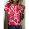 Crew Neck T-shirt Love Short Sleeve Fashion Women's Clothing 3D Love Print Love T-shirt