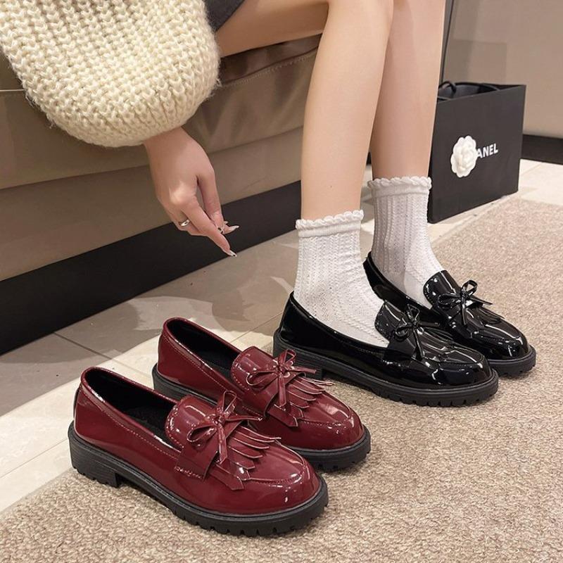 Versatile and comfortable women's spring and autumn new patent leather bow Mary Jane shoes casual shoes women