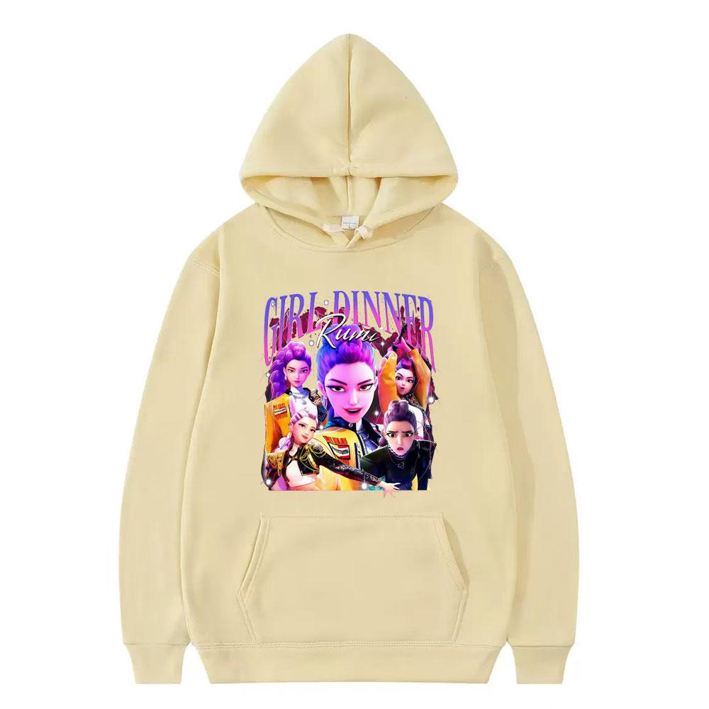 Girl Dinner Rumi Kpop Demon Hunters Hoodie Fashion Hip Hop Harajuku Sweatshirt Men Women Long-sleeved Casual Aesthetic Pullover