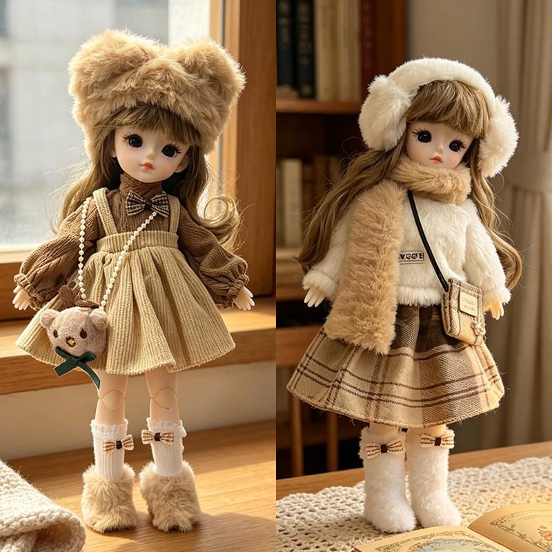 30cm BJD Doll Body With Removable Outfit Set Lolita Style Fashion Playset Teen Girls Collectors