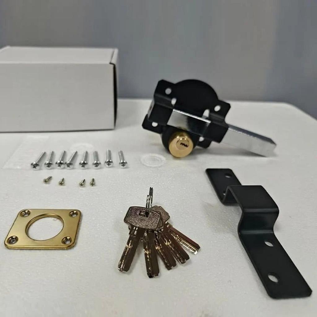 Barn Door Latch Double-Sided Sheds Lock Sliding Rustproof Door Latch 5 Keys For Fence Gate Cabinet Closet Pantry Chicken Coop RV