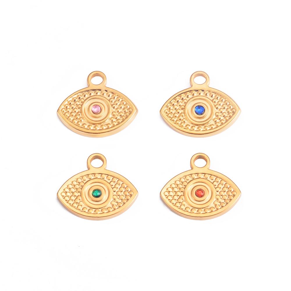 Wholesale 5pcs/lot Stainless Steel Gold Color Evil Eye Charms Handmade Craft DIY Necklaces Earrings Jewelry Making Accessories