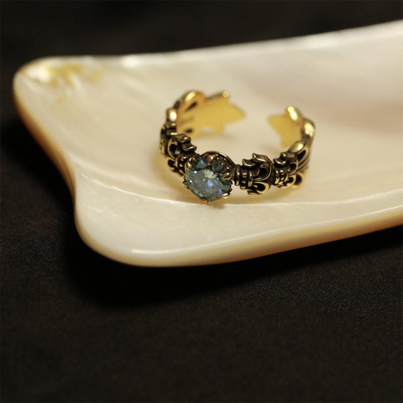 Unique And Trendy Iris Blue Moissanite Ring For Women Stylish Vintage Adjustable Design