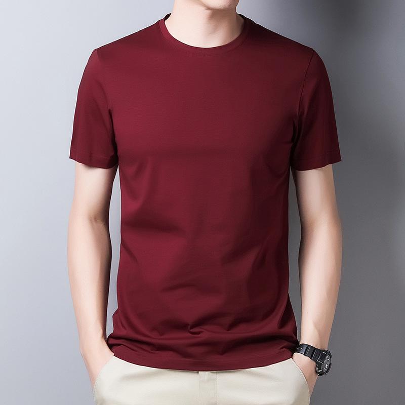 Men's Summer 2022 Pure Cotton Crew Neck T-shirt - Solid Color, Short Sleeve, Casual Fit