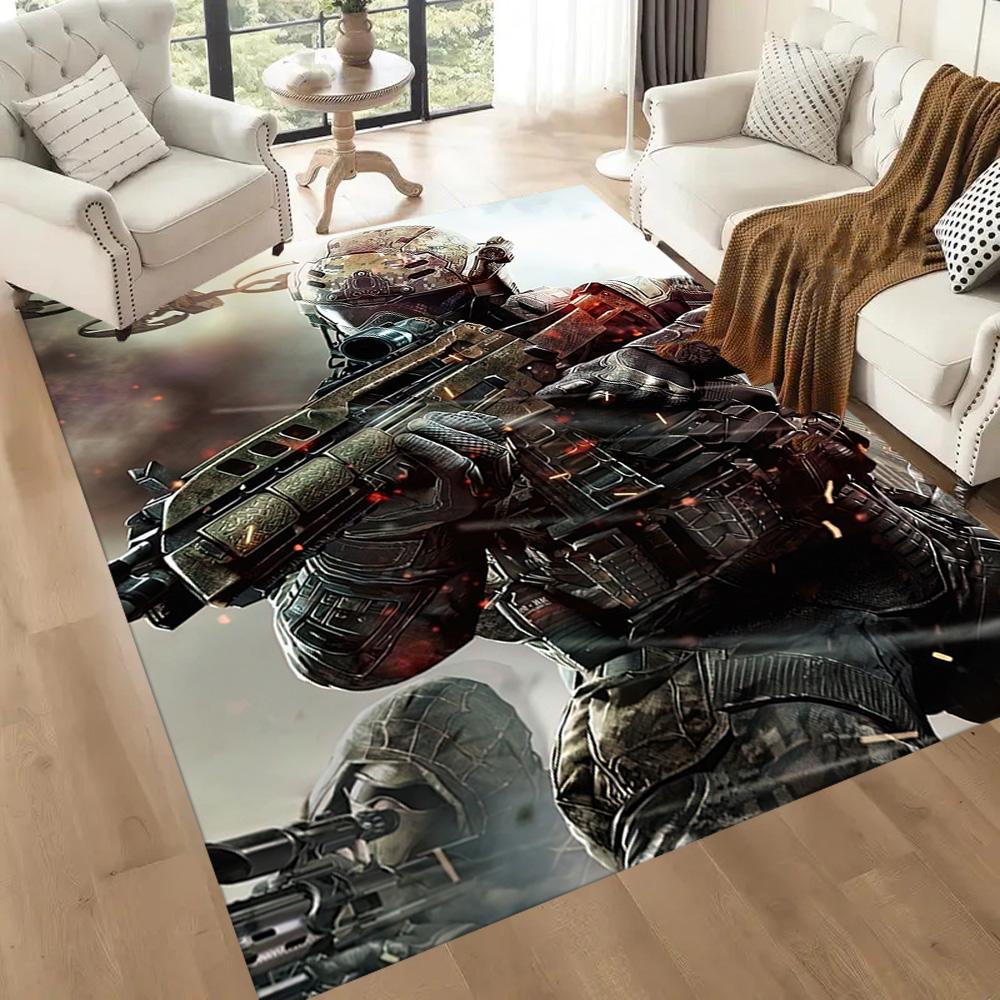 Cyberpunk Soldier Combat Square rugs are a great choice for living rooms, bedrooms, home décor, and as gifts.