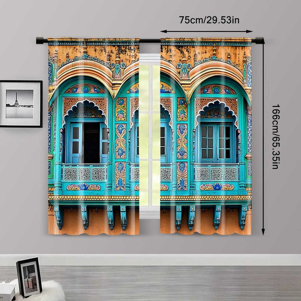 2-teilig, Fenstervorhänge Indien Mysore Palast Hintergrund Hinduistische Historische Architektur Indischer Königspalast Fotohintergrund