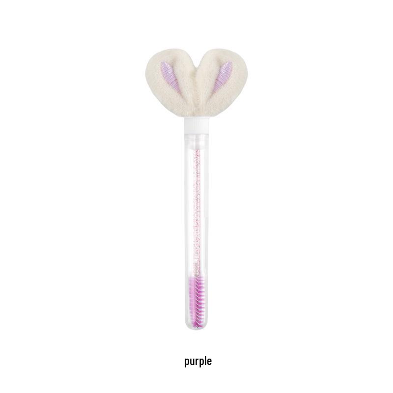 Gold Buckle Pompom Eyelash & Eyebrow Brush with Crystal Rod and Rabbit Ear Comb