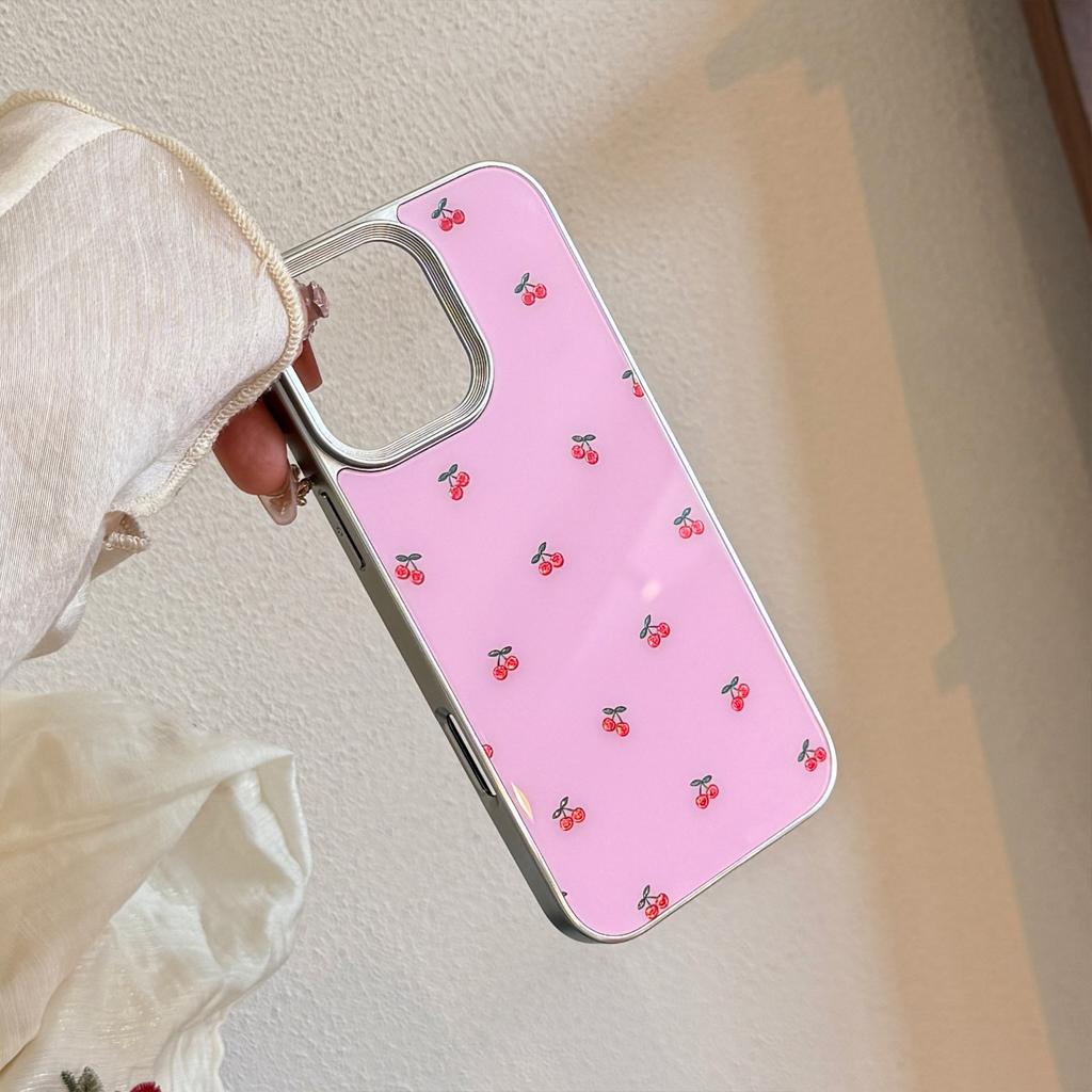 Gilded Ins Cherry Full Screen for Apple 16 Mobile Phone Case 17pro Max for IPhone 15 Anti-fall 14 Glass 13