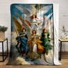 Four Angelic Figures in Heavenly CloudsFlannel blanket for bedroom, living room, sofa, and nap