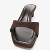Vintage Brown Faux Suede Slippers for Women Fashion Square Toe Chunky Heel Slides Sandals Summer Sexy Open Toe Designer Shoes