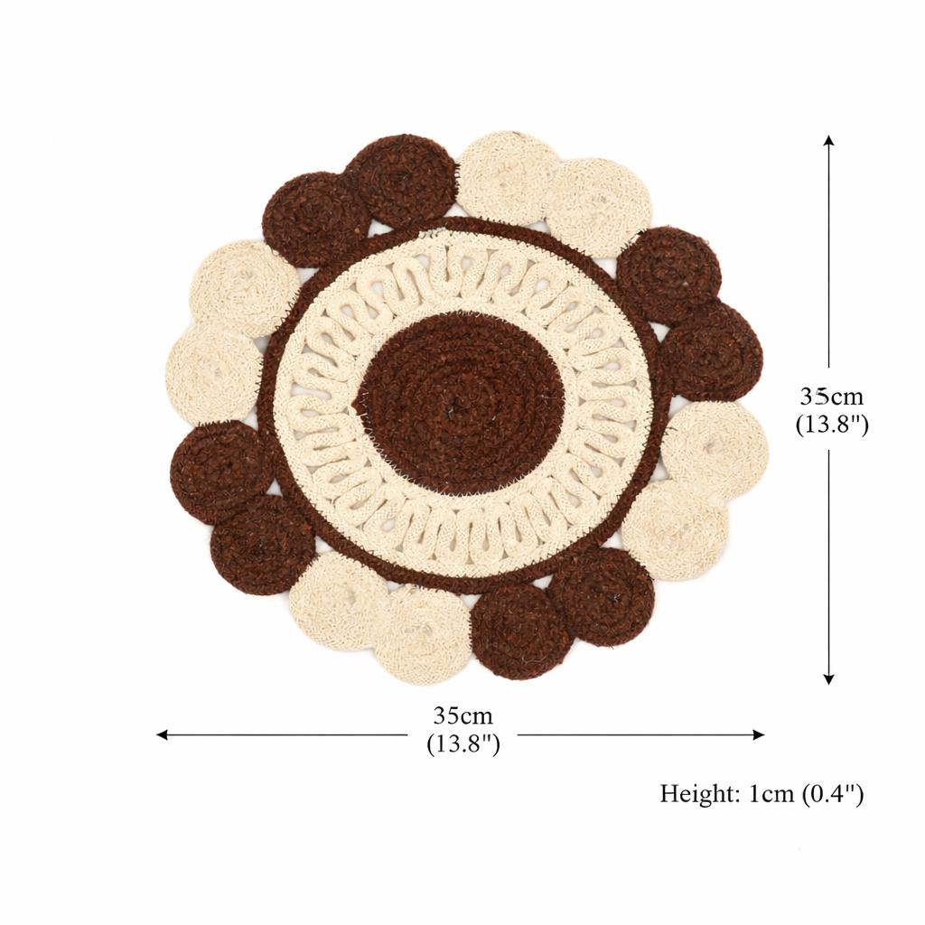 Brown Cotton Braided Placemat -Handcrafted Durable Table Mat for Dining