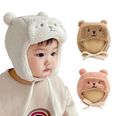 Bear Winter Baby Hat with Earflap Newborn Bonnet Infant Beanie Thicken Warm Toddler Hats Baby Cap for Girls Boys 0-12M
