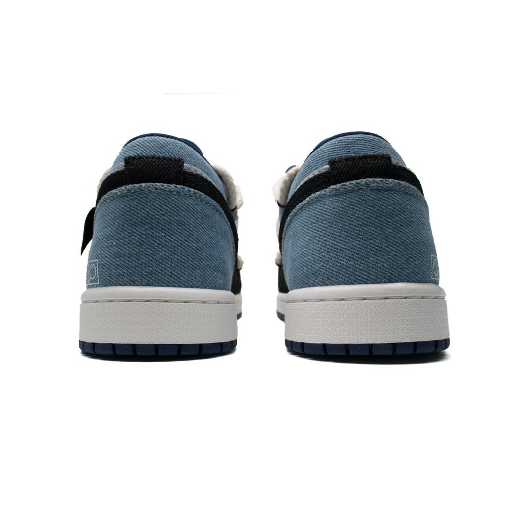 Jordan Air Jordan 1 Restricted Area Cushioning Slip Resistant Low top Vintage Basketball Shoes Men's Light Blue IH0648-141(Team98-)