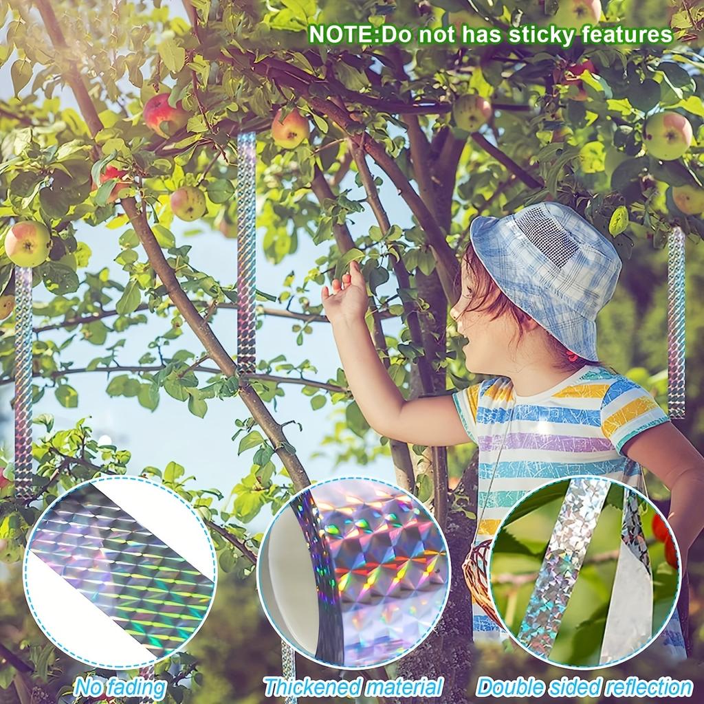 1 Stück, Vogelschreckband, Doppelseitiges holografisches, reflektierendes Vogelband, Abschreckende visuelle und akustische Vogelabwehrgeräte für Außenbereich, Garten.