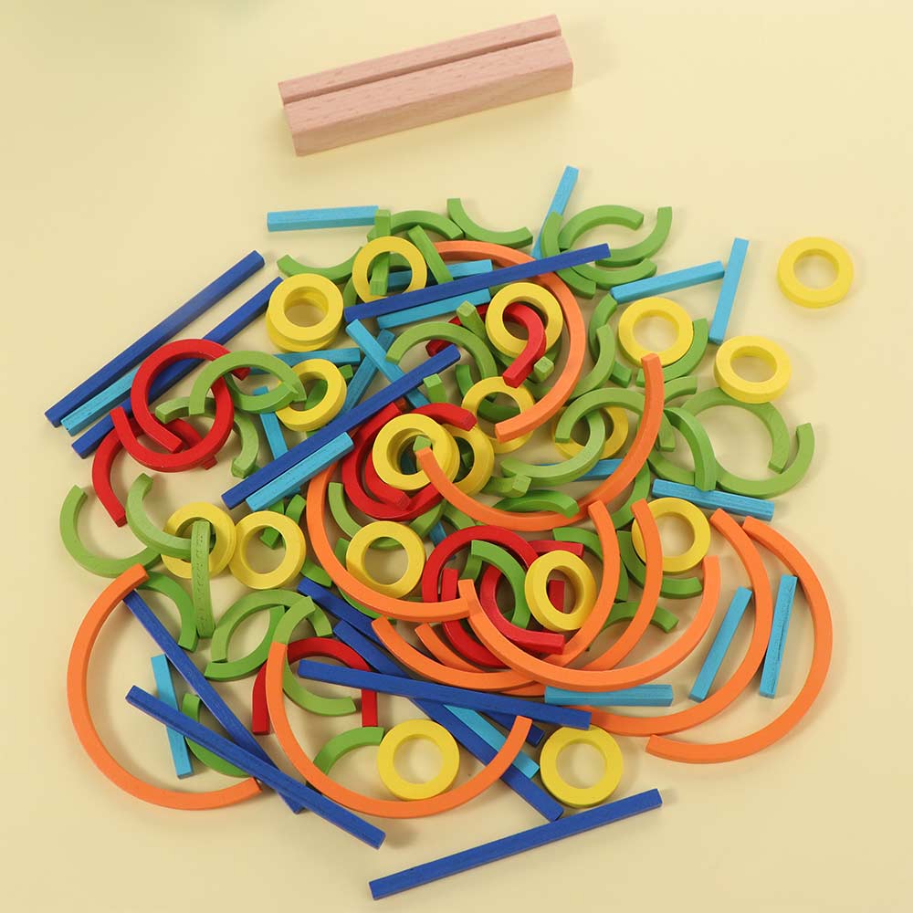 Intelligence Game Rings Puzzle Montessori Puzzle Sticks and Rings Wooden Game Toys Kids Gift
