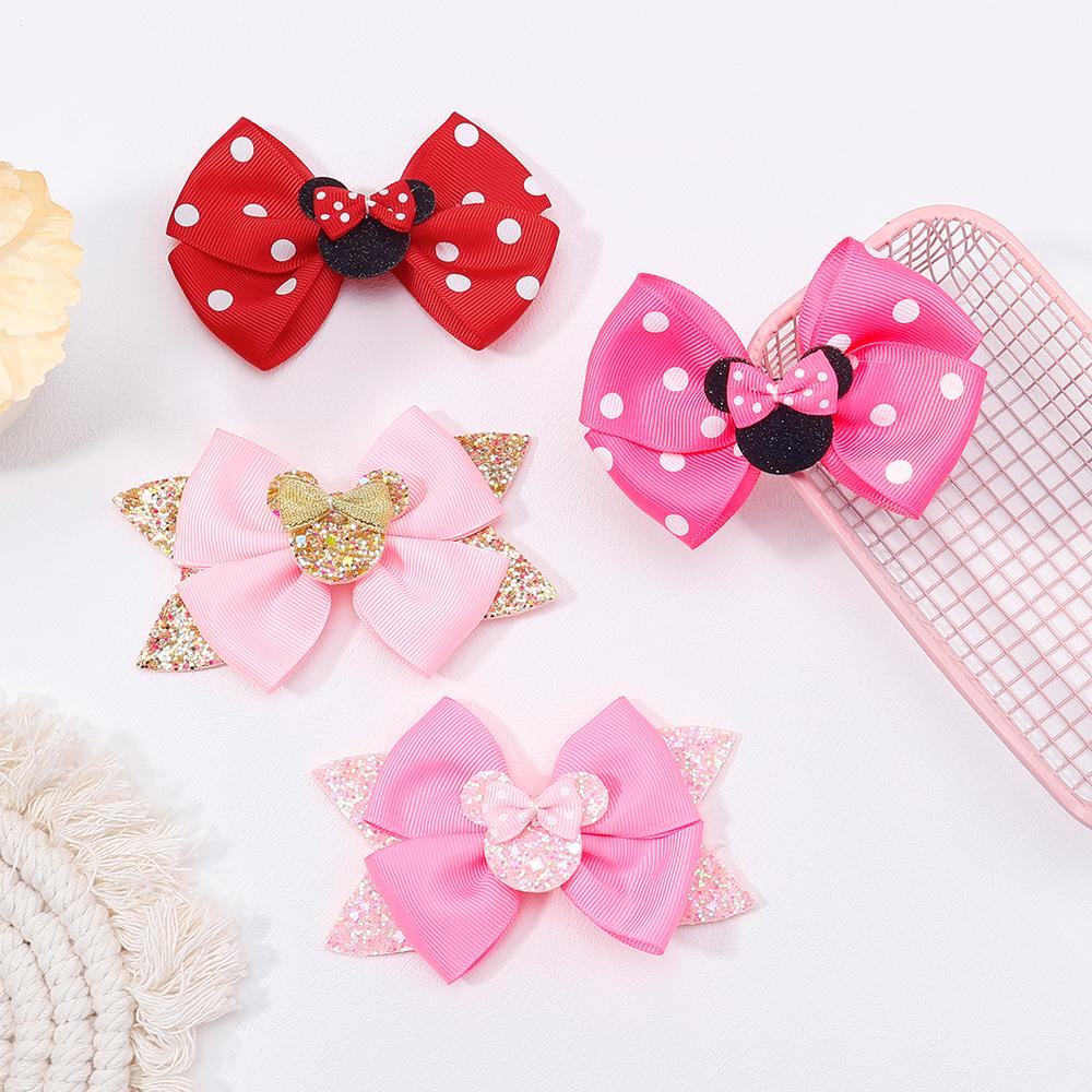 2 Stück/Los Baby Mädchen Hübsche Polka Dot Schleife Haarspangen für Haare Kinder Cartoon Haarnadeln Boutique Kleid Haarschmuck Geschenkset