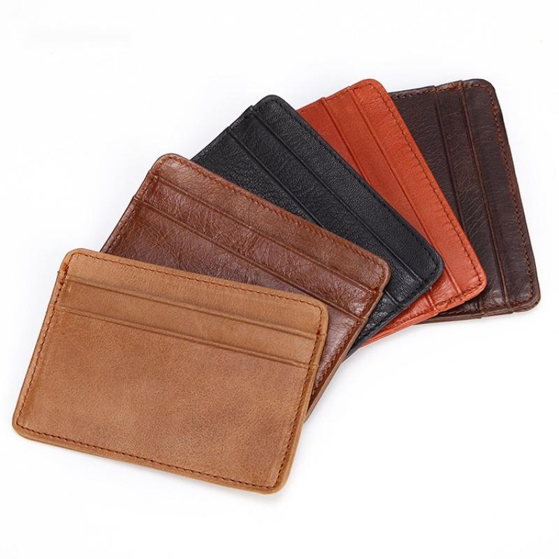 Cow Leather Men's Card Bag Coin Purse Slim Credit Card Holder Wallet For Men and Women ID Card Pocket