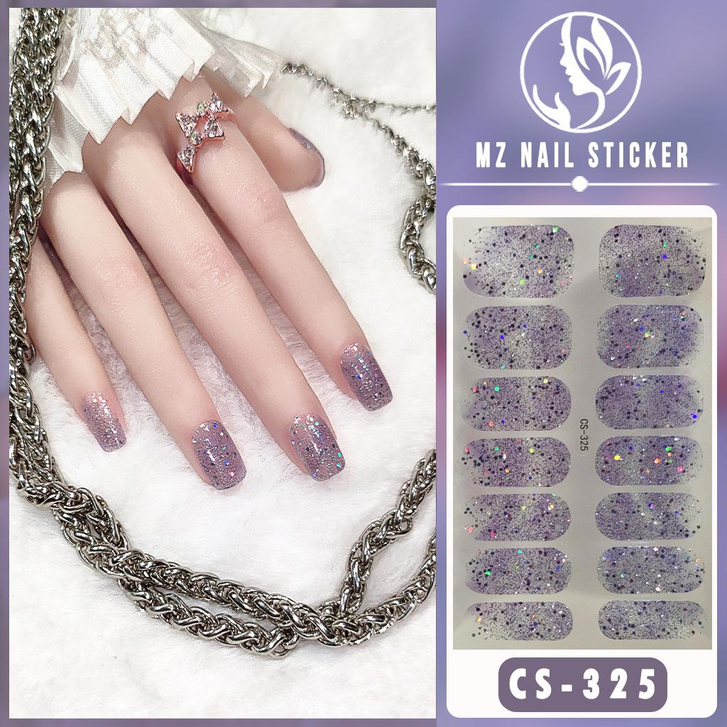 CS Color Green Onion Powder Four-color All-Green Onion No-Bake Gel Nail Polish Film All Ice Flash Nail Polish Film Paper Nail Nail Sticker
