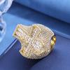 Blandat Diamantset Hip-Hop Stil Isdiamant Mänsklig Diamant Julklapp Kubansk Herrring Glänsande 18k Guldpläterad Korsring