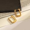 Ying Tai 18K Gold-Plated Titanium Steel Earrings - Square Design with Diamonds for Women