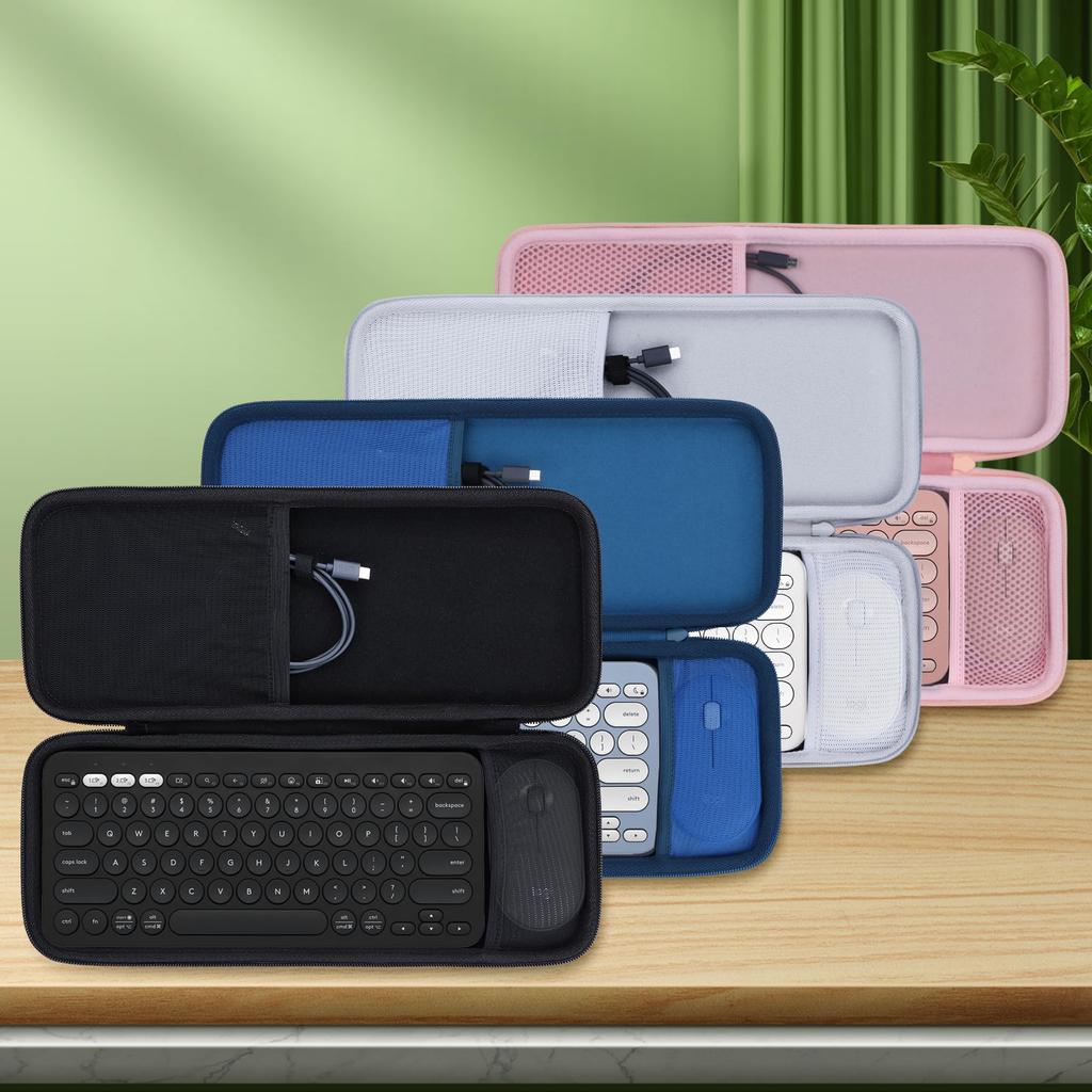 Logitech PEBBLE KEYS 2 K380sGR Wireless Keyboard + PEBBLE MOUSE2 M350sGR Wireless Mouse Set (Black Case) Compatible with Lebakort Storage Case