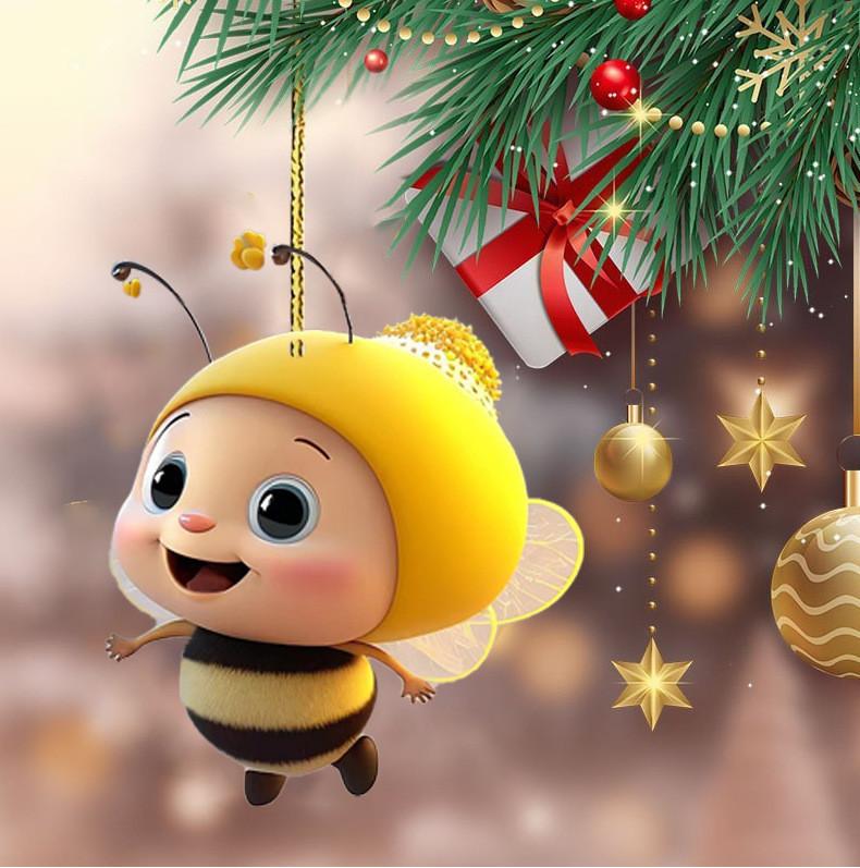 

Cartoon Delightful Bee Acrylic Car Decoration For Joyful Interiors Festive червоний