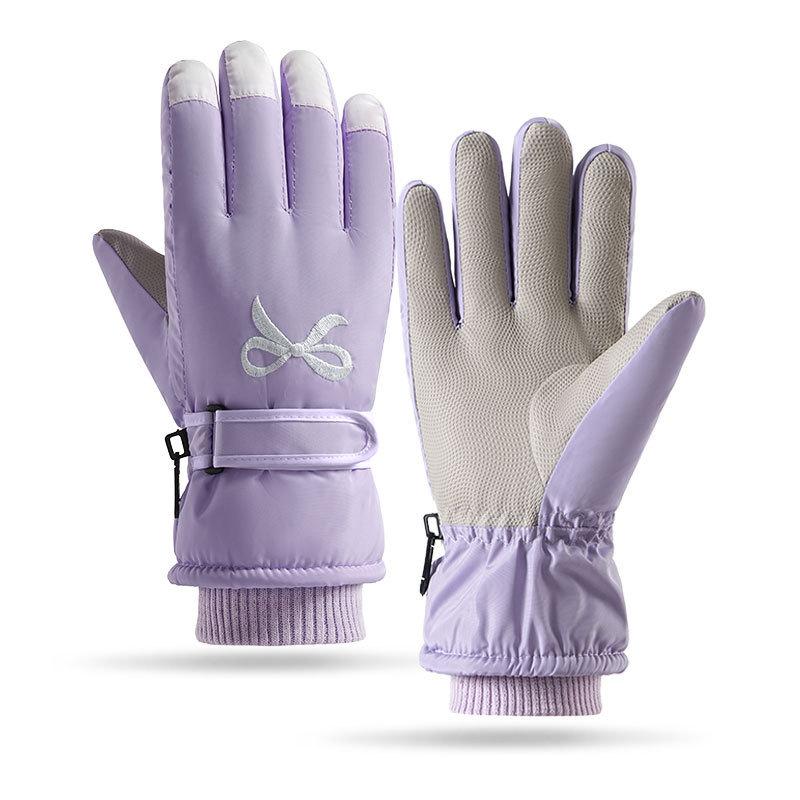 Winter Ski Gloves Plus Velvet Thickened Women's Outdoor Cycling Windproof Water Splashing and Anti Slip Touch Screen Warm Gloves