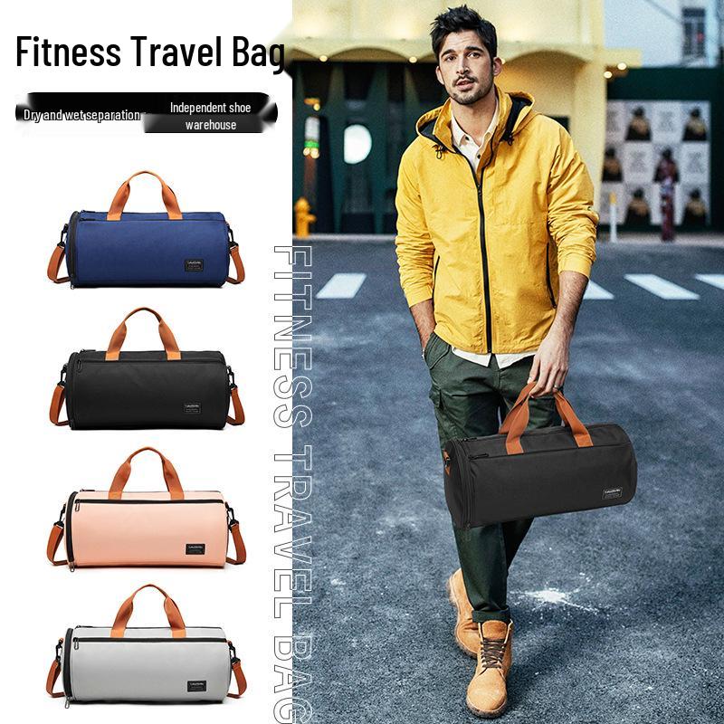 Cross-border Cylinder Bag: Unisex Folding Tote, Travel Sports, Large Capacity, Water-Resistant Fitness Luggage
