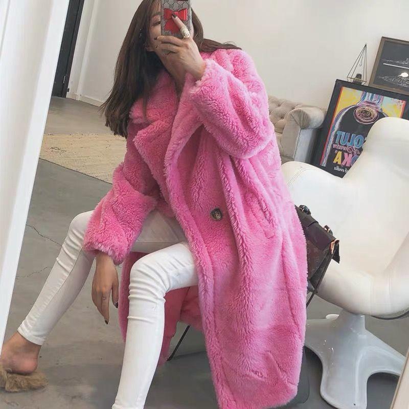 Teddy bear cashmere imitation fur new granular cashmere coat lining thickened coat women's medium and long