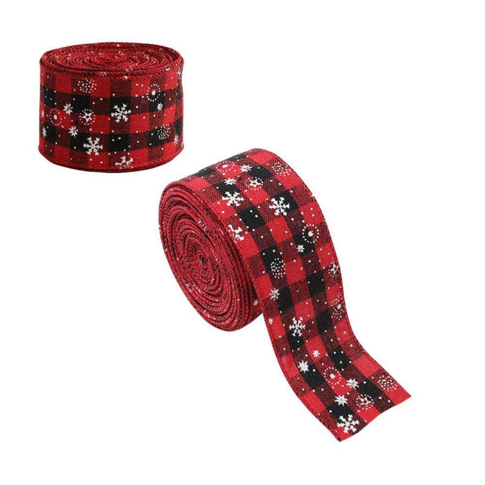 2 rolls/set 6M Red and Black Plaid Ribbon Decorative Gift Box Bow Ribbon  Christmas