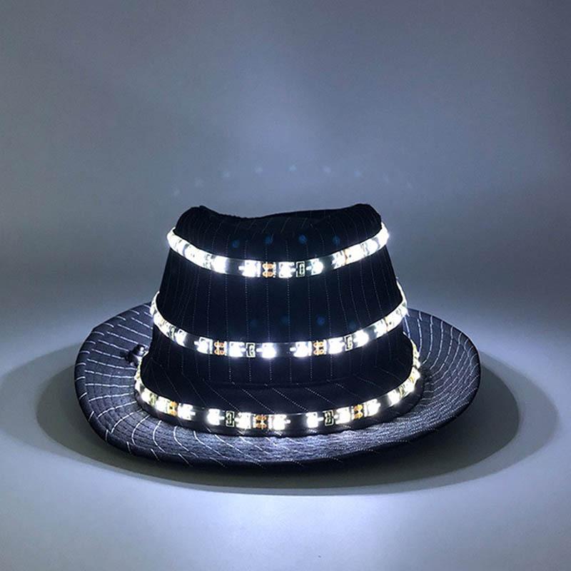 LED Glowing British Gentleman Top Hat - Stylish Trend for Prom Parties and Jazz Events