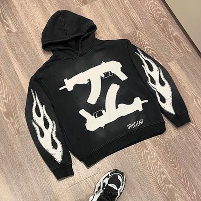 Vintage High Street Personalisierter Buchstabendruck Herren Hoodie Y2K Harajuku Gothic Punk Herren und Damen Sportbekleidung Streetwear