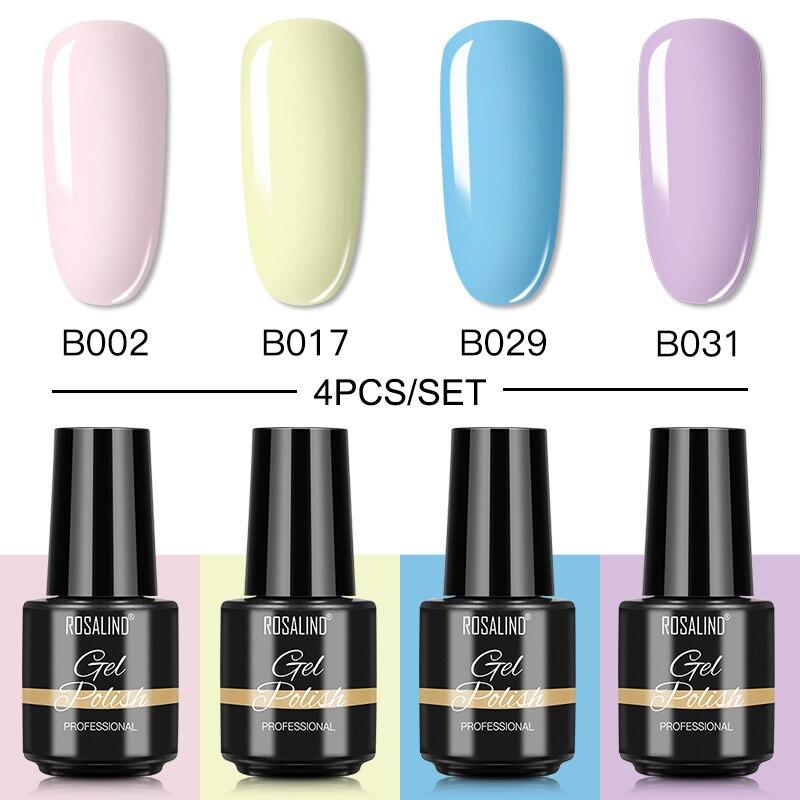 

Набор гель-лаков ROSALIND, цветной гель для ногтей, все для маникюра, дизайн ногтей с базовым верхним покрытием, гибридные лаки, 4/6 шт., набор для ногтей
