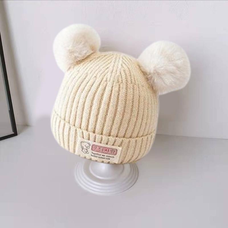 

Зимние детские теплые вязаные шапки с помпоном детские вязаные шапки бини однотонные детские шапки для мальчиков и девочек аксессуары бежевый