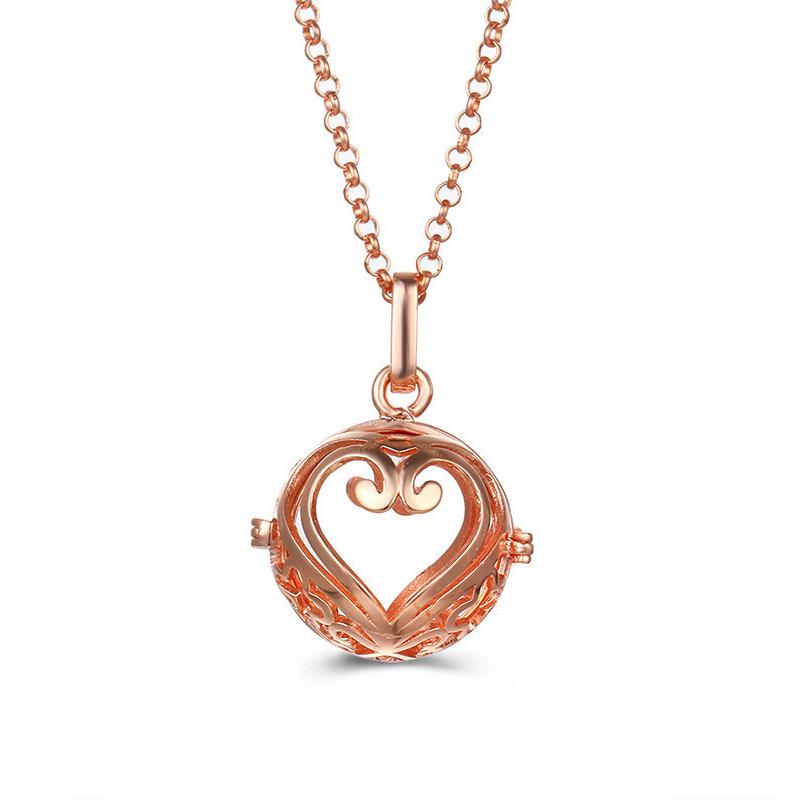 Mexico Chime Two-Color Feather Caller Locket Piano Ball Necklace Essential Oil Diffuser Perfume Musical Pendant New Jewelry