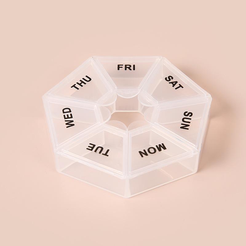 Compact Octagonal 7-Grid Transparent Pill Organizer - Dustproof, Portable, and Colorful