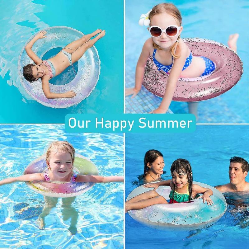 Inflatable Pool Floats 3 Pack Glitter Swim Rings for 2-5 Years Old Kids Pool Tubes Toys, Pool Floats Ring Toys Summer Beach Swimming Pool Floats Party