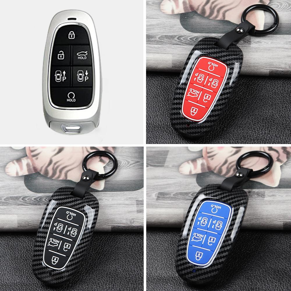Abs Carbon Fiber Car Key Cover Case For Hyundai Tucson Hybrid Nexo Nx4 Grand Santa Fe Solaris Sonata    Accessories