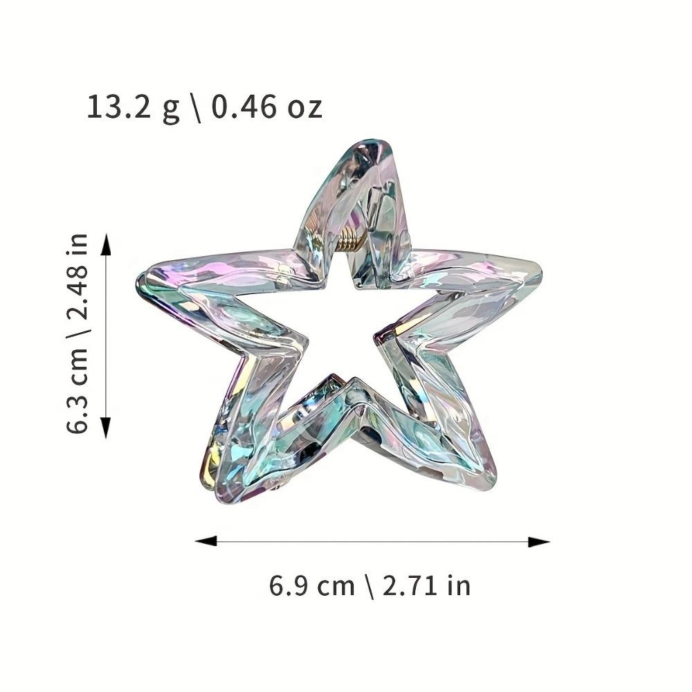 Colorful Hollowed-out Star Shark Clip Sweet Semi-tied Hair Clip  Cute Five-pointed Star-shaped Ponytail Clip  Fashionable Hair Clip