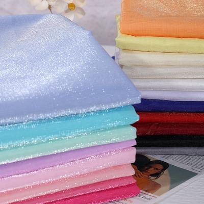 Glossy Organza Glitter Fabric Shiny Wire By The Meter for Hanfu Horse-face Skirt Curtain Diy Sewing Soft Smooth Cloth White Pink