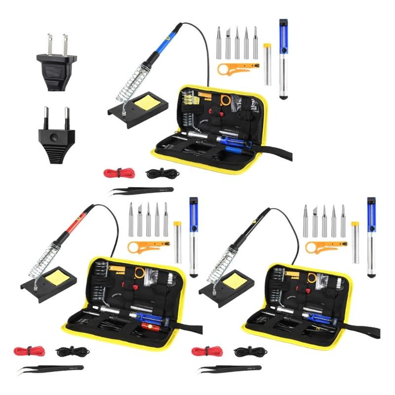 Professional 15 in 1 Soldering Tool Set Featuring Temperature Control European American Plugs And Heat Resistant Base