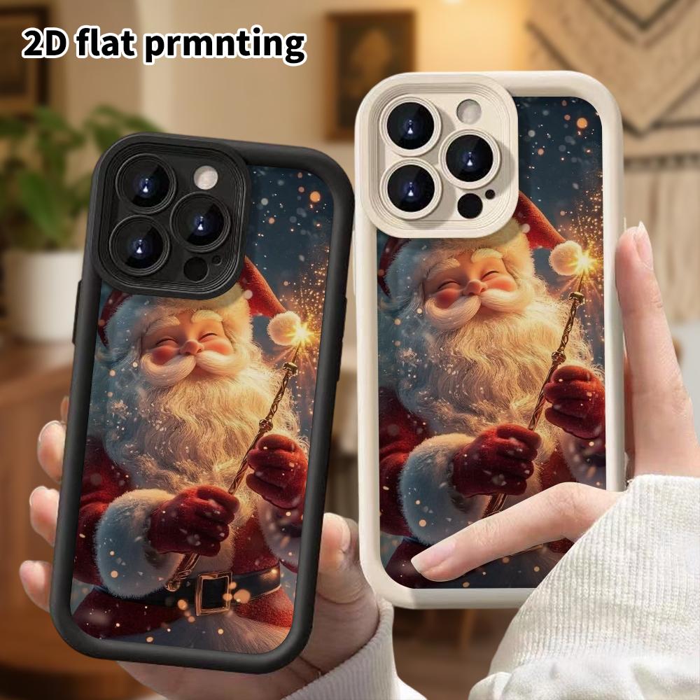 Phone Case: 2D flat, suitable for iPhone 18, 17, 16, 15, 14, 13 Pro protective case, Magical Santa Claus, Christmas and Halloween, perfect holiday gif