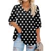 Women's Fashion Large Size Printed V-Neck Three-quarter Sleeve Top