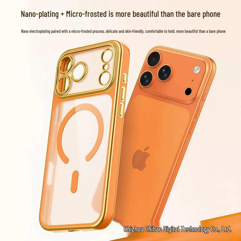 iPhone 17 Pro Max Transparent Two-tone Electroplated Magnetic Phone Case with Apple 16 Lens Full Coverage, Soft.