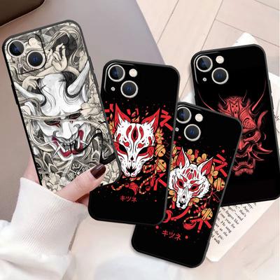 Samurai Oni Mask Case For Apple Iphone 11 13 14 12 Pro Max 7 8 Xr X 6 5 5s Se 2022 13promax Black Silicone Phone Funda