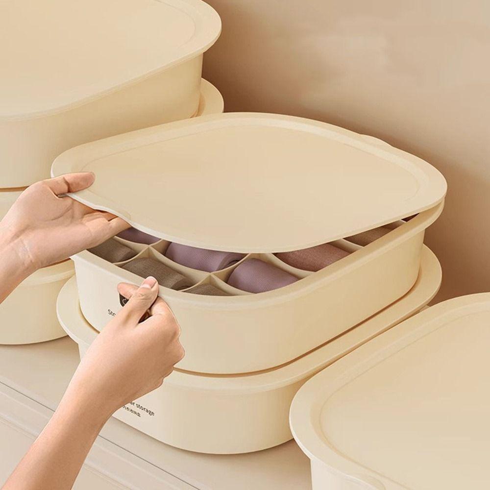 

Пластиковый ящик для хранения нижнего белья 1/10/15 сеток органайзер для носков для дома Beige-1 Grid