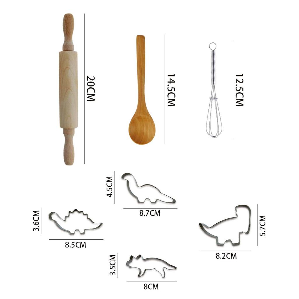 Dinosaur Engaging Kitchen Toy Set With Colorful 11 Piece Apron And Baking Accessories Children For