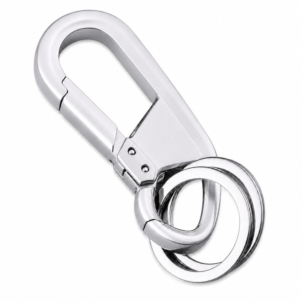 Rockyu Keychain Men Women Car Key Ring Rust-resistant Zinc Alloy Double Design Simple Stylish Business Gift Present