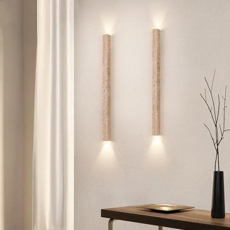 LED strip wall lamp, yellow hole stone wall lamp stone bedroom cream style high-end home decoration staircase lighting fixtures